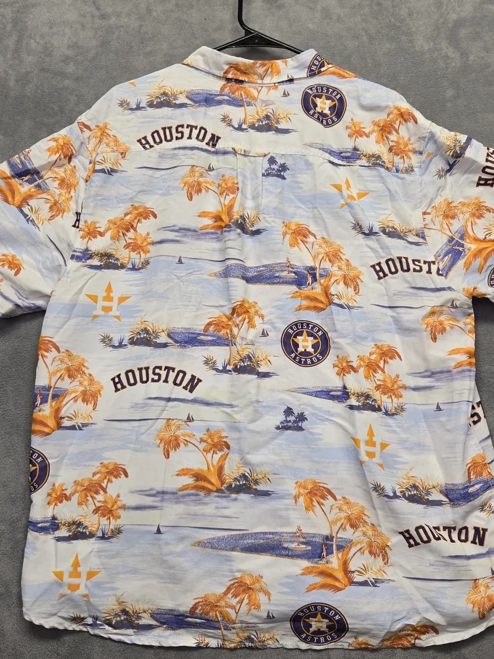 Tommy Bahama The Coconut Point Houston Astros Orange & Blue Palm-Print Shirt